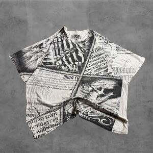 MMA Elite All Over Print Graphic T Shirt Skeleton Skull Gothic Grunge Men XL